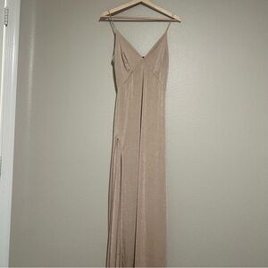 PrettyLittleThing Gold Maxi Dress size 6